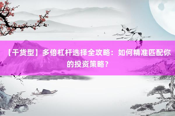 【干货型】多倍杠杆选择全攻略：如何精准匹配你的投资策略？
