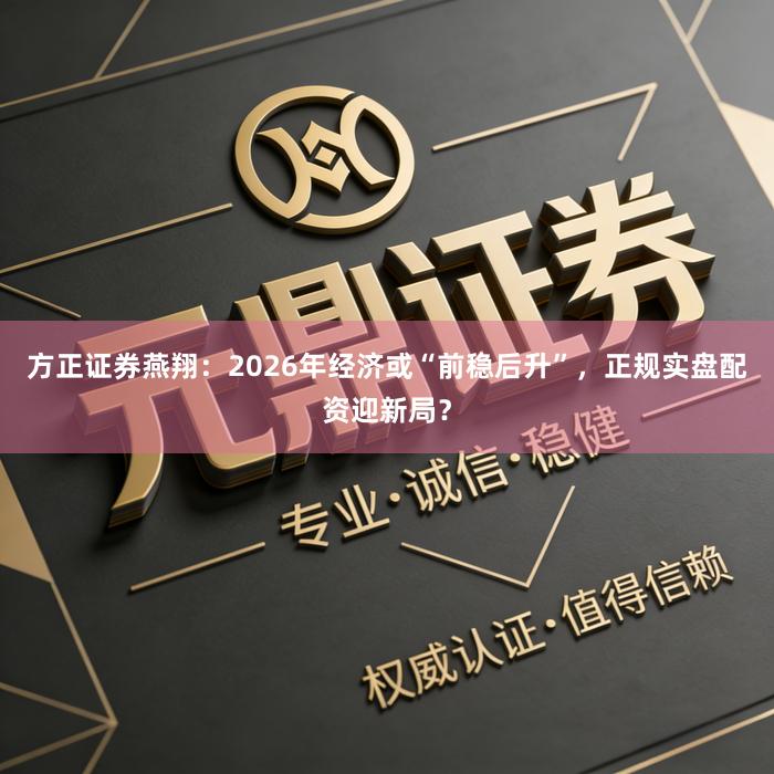 方正证券燕翔:2026年经济或“前稳后升”,正规实盘配资迎新局?