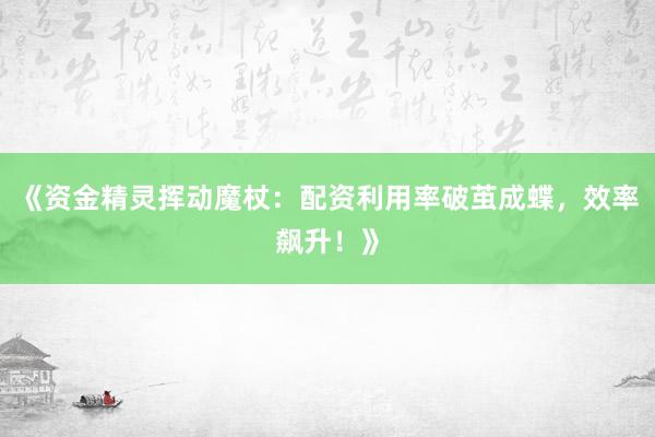 《资金精灵挥动魔杖：配资利用率破茧成蝶，效率飙升！》