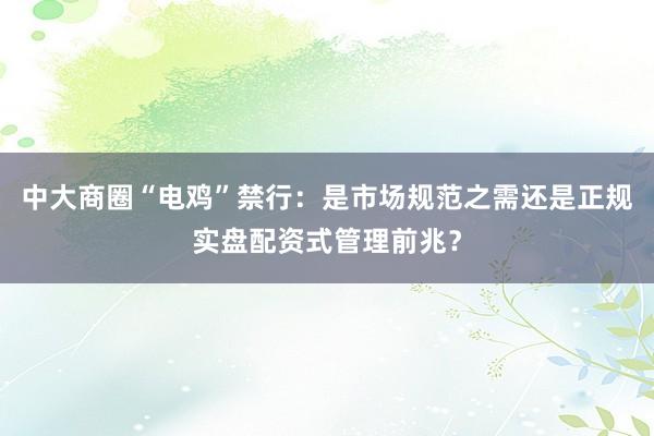 中大商圈“电鸡”禁行:是市场规范之需还是正规实盘配资式管理前兆?