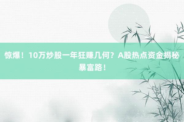 惊爆！10万炒股一年狂赚几何？A股热点资金揭秘暴富路！