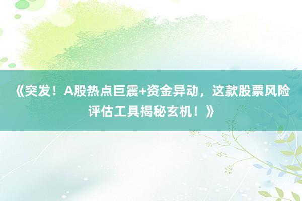 《突发！A股热点巨震+资金异动，这款股票风险评估工具揭秘玄机！》