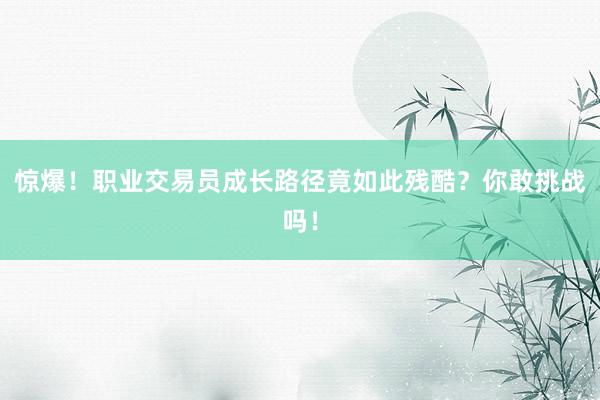 惊爆！职业交易员成长路径竟如此残酷？你敢挑战吗！
