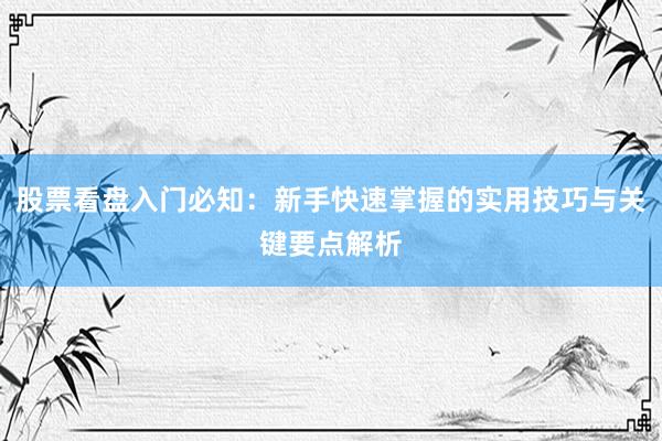 股票看盘入门必知：新手快速掌握的实用技巧与关键要点解析