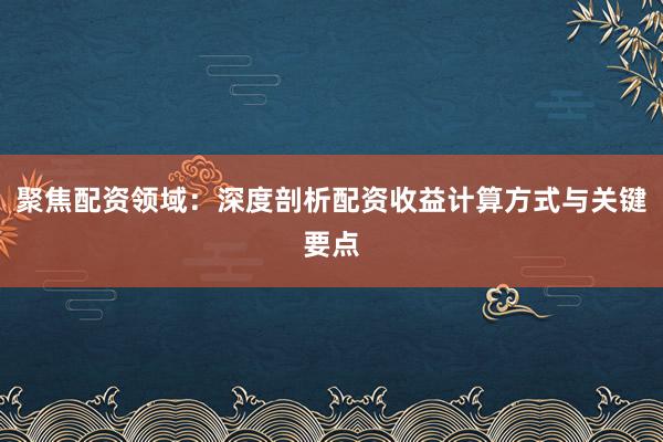 聚焦配资领域：深度剖析配资收益计算方式与关键要点