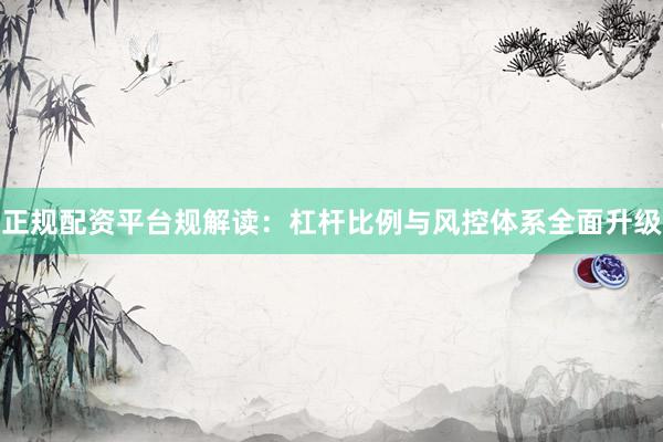 正规配资平台规解读：杠杆比例与风控体系全面升级