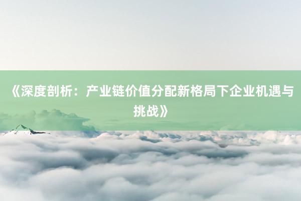 《深度剖析：产业链价值分配新格局下企业机遇与挑战》