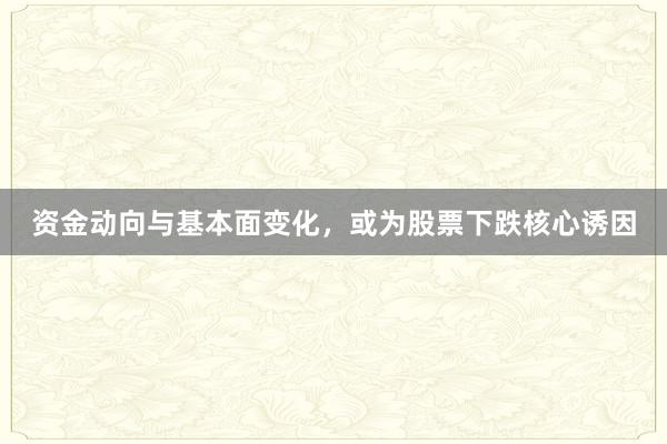 资金动向与基本面变化，或为股票下跌核心诱因