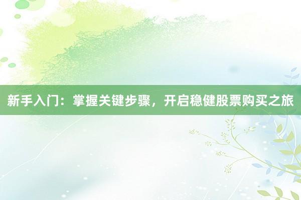 新手入门:掌握关键步骤,开启稳健股票购买之旅