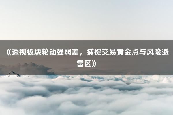 《透视板块轮动强弱差,捕捉交易黄金点与风险避雷区》