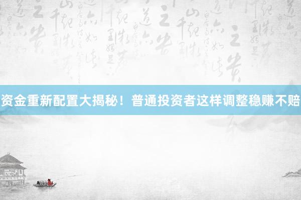 资金重新配置大揭秘！普通投资者这样调整稳赚不赔