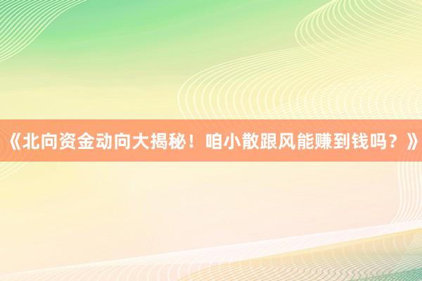 《北向资金动向大揭秘！咱小散跟风能赚到钱吗？》