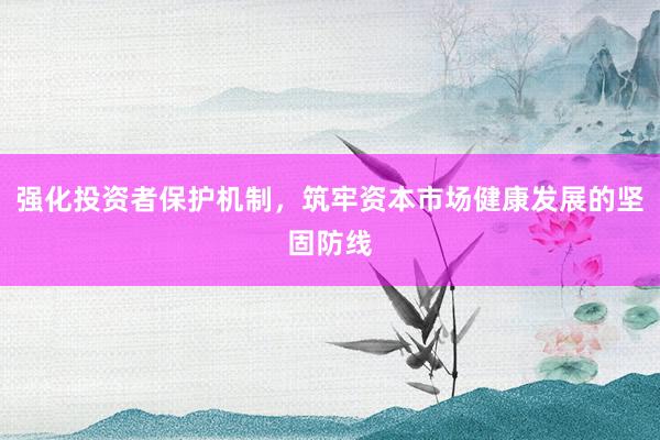 强化投资者保护机制，筑牢资本市场健康发展的坚固防线