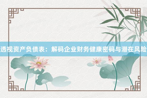 透视资产负债表：解码企业财务健康密码与潜在风险